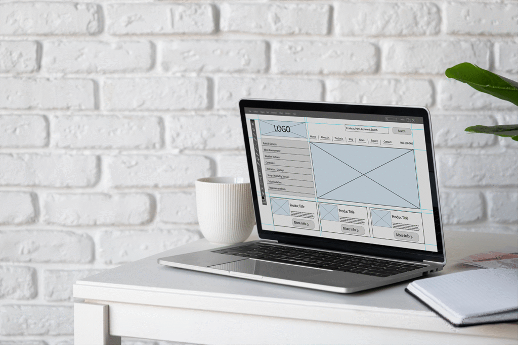 لبتاب که صحفه آن طراحی سایت را نشان می دهد