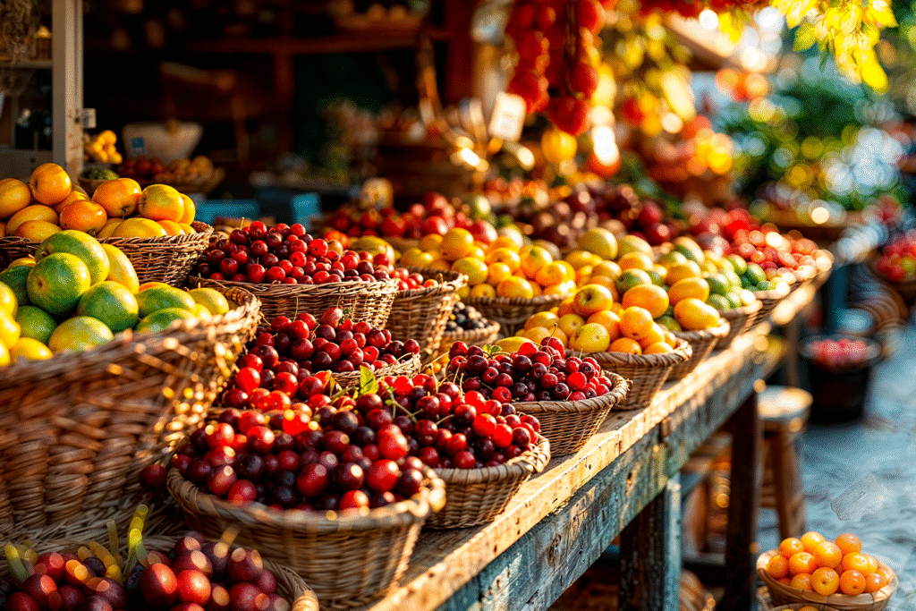 میوه های چیده شده در میوه فروشی